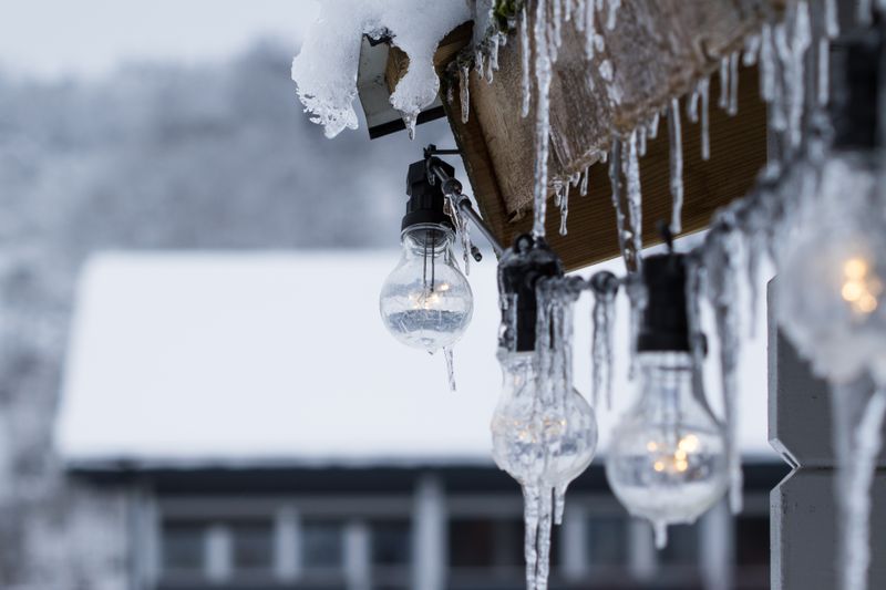 ice dripping down the roof